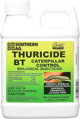 Southern Ag Thuricide bottle pour demonstrates simple caterpillar control for crops