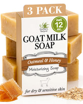 Southern Natural Oatmeal Soap Bar 3-Pack front view shows fragrance-free cleansing for sensitive skin.