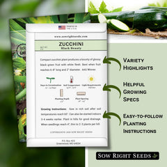 Sow Right Seeds Black Beauty zucchini fruit close-up showing glossy harvest