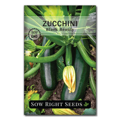 Sow Right Seeds Black Beauty zucchini seed packet ready for home garden