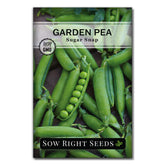 Sow Right Seeds Sugar Snap pods closeup for delicious garden snacking