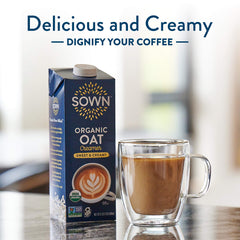 SOWN Oat Creamer foam in cup adds creamy texture to coffee