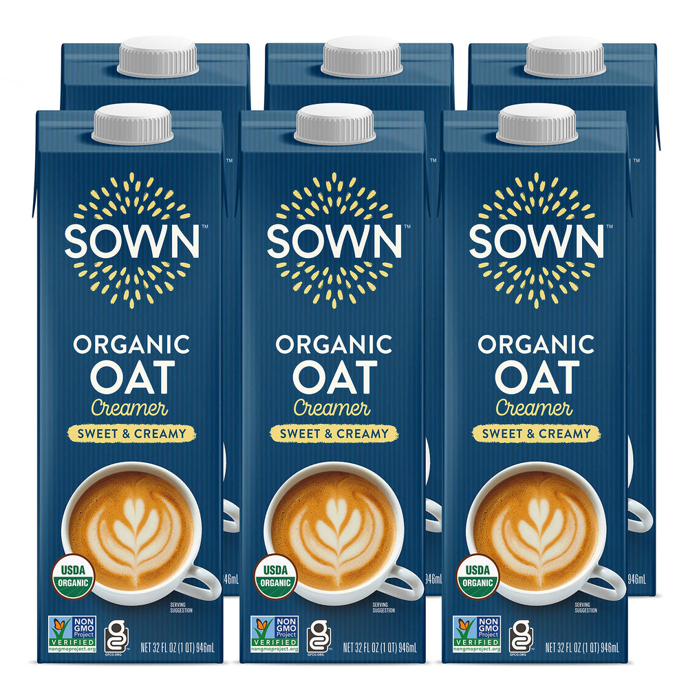 SOWN Organic Oat Creamer bottle for dairy-free coffee indulgence