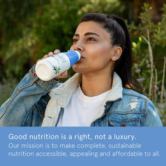 Soylent Vanilla ready-to-drink pack on shelf for convenient nutrition.
