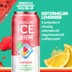 Sparkling Ice caffeine watermelon lemonade being poured into a refreshing glass.