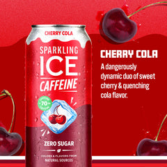 Sparkling Ice Shoppe Cherry Cola pouring into a glass for immediate refreshment.
