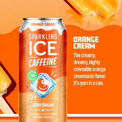 Close-up fizz of Sparkling Ice Orange Cream shows natural color.