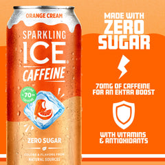 Sparkling Ice Orange Cream ingredients panel highlights vitamins and antioxidants.