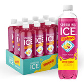 Sparkling Ice Starburst Fruit Punch bottle front showing vibrant color and zero sugar appeal.