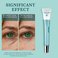 Spec Ask Instant Eye Lift Serum before-and-after view showing a smoother under-eye area.