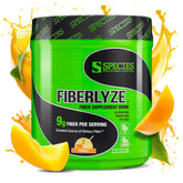 Species Nutrition Fiberlyze mango bottle shows high-potency psyllium for daily digestion support.