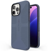 Speck CandyShell Grip Case in blue denim, front view, non-slip grip and style.
