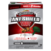 Spectracide Ant Shield outdoor killing stakes placed along a home foundation for quick outdoor control