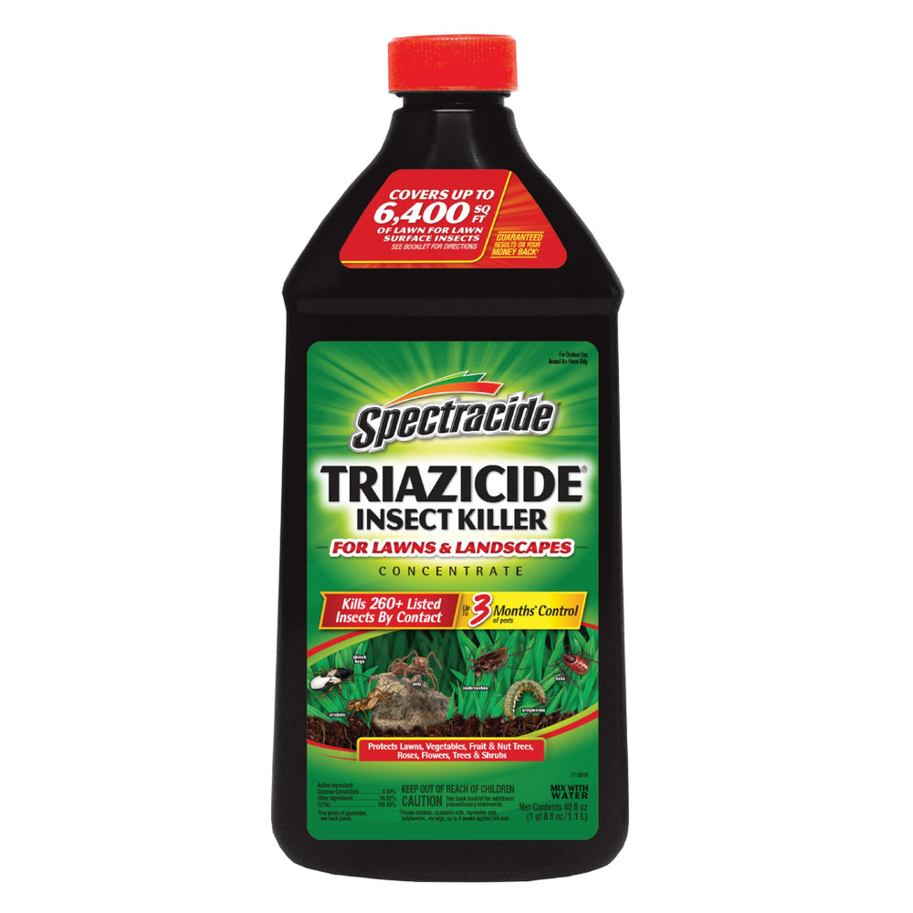 Spectracide Triazicide 40 oz bottle protects lawns from 260+ insects.