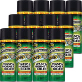 Spectracide Wasp & Hornet Killer Aerosol with jet spray reaches nests up to 27 feet.
