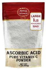 Spicy World Ascorbic Acid bulk bag shown for pantry storage and long-term use
