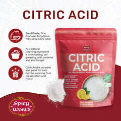Spicy World citric acid bath bomb ingredient for fizzy, refreshing baths