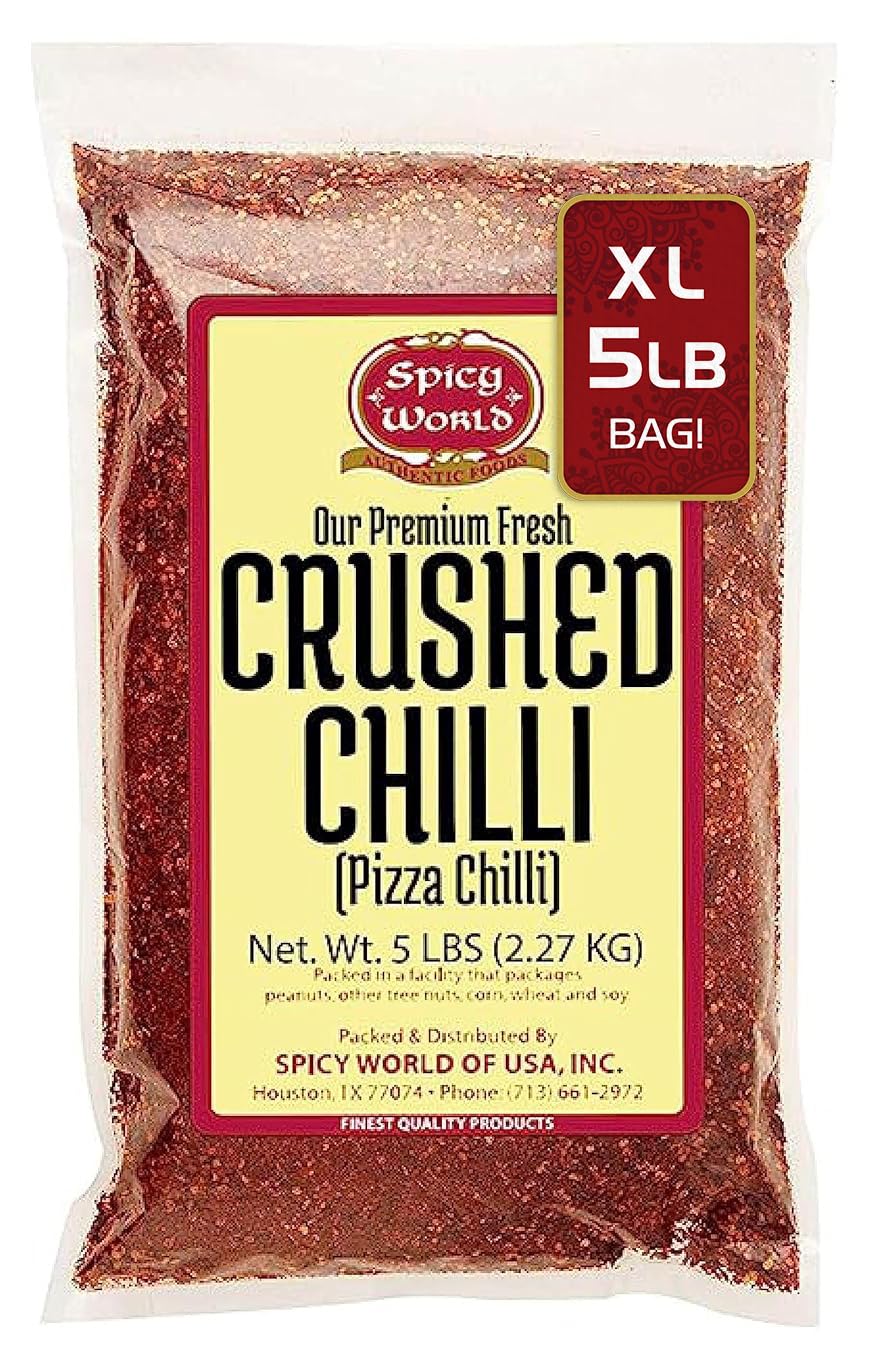Spicy World crushed red pepper 5lb bulk pack for pizza toppings and pasta heat