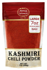 Spicy World Kashmiri chili powder bottle enhances color and aroma in curries