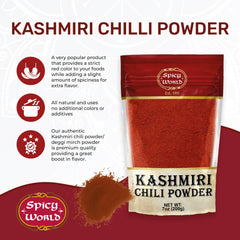 Spicy World Kashmiri chili powder resealable bag keeps freshness and color