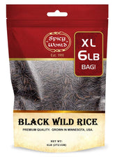 Spicy World Minnesota Grown Black Wild Rice bag with resealable lid for freshness.