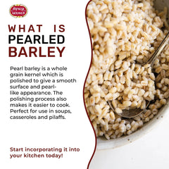 Spicy World Non-GMO barley grain image emphasizing rugged texture and natural sourcing.