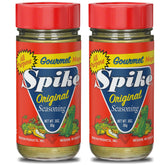 Spike Original all-purpose seasoning salt bottle front; vegan and gluten-free flavor enhancer.