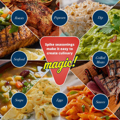 Close-up of Spike Original Seasoning ingredients showing a natural, non-GMO blend.