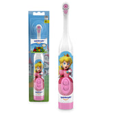 Spinbrush Princess Peach kid toothbrush front view for easy brushing in small mouths.