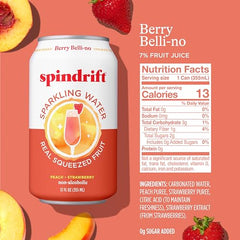 Berry Belli-no can with fruit slices emphasizes natural ingredients for everyday hydration.
