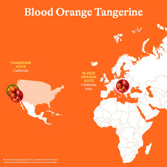 Spindrift blood-orange-tangerine sparkling water can top view emphasizes real fruit.