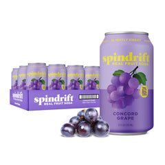 Spindrift Concord Freeze grape soda can with real fruit flavor and zero added sugars.