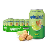 Spindrift Ginger Ale can with real fruit visible for crisp flavor