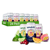 Spindrift Mocktail variety pack cans on shelf highlight real fruit flavor.