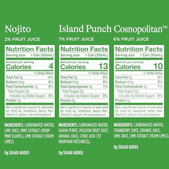 Spindrift Mocktail label close-up emphasizing real fruit juice infusion.