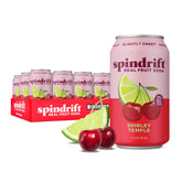 Spindrift Shirley Temple can on ice highlights real fruit flavor, ideal for refreshing moments.