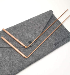Spirit Hunter copper dowsing rods set for locating water, metals, or hidden items.