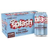 Splash Refresher Black Cherry cans in an 8-pack, ideal for on-the-go hydration.