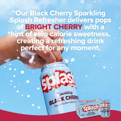 Bubbles rise as Splash Refresher Black Cherry is poured, showcasing vibrant flavor.
