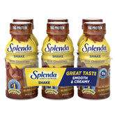 SPLENDA Diabetes Care Shakes Milk Chocolate bottle, protein-rich meal replacement option.