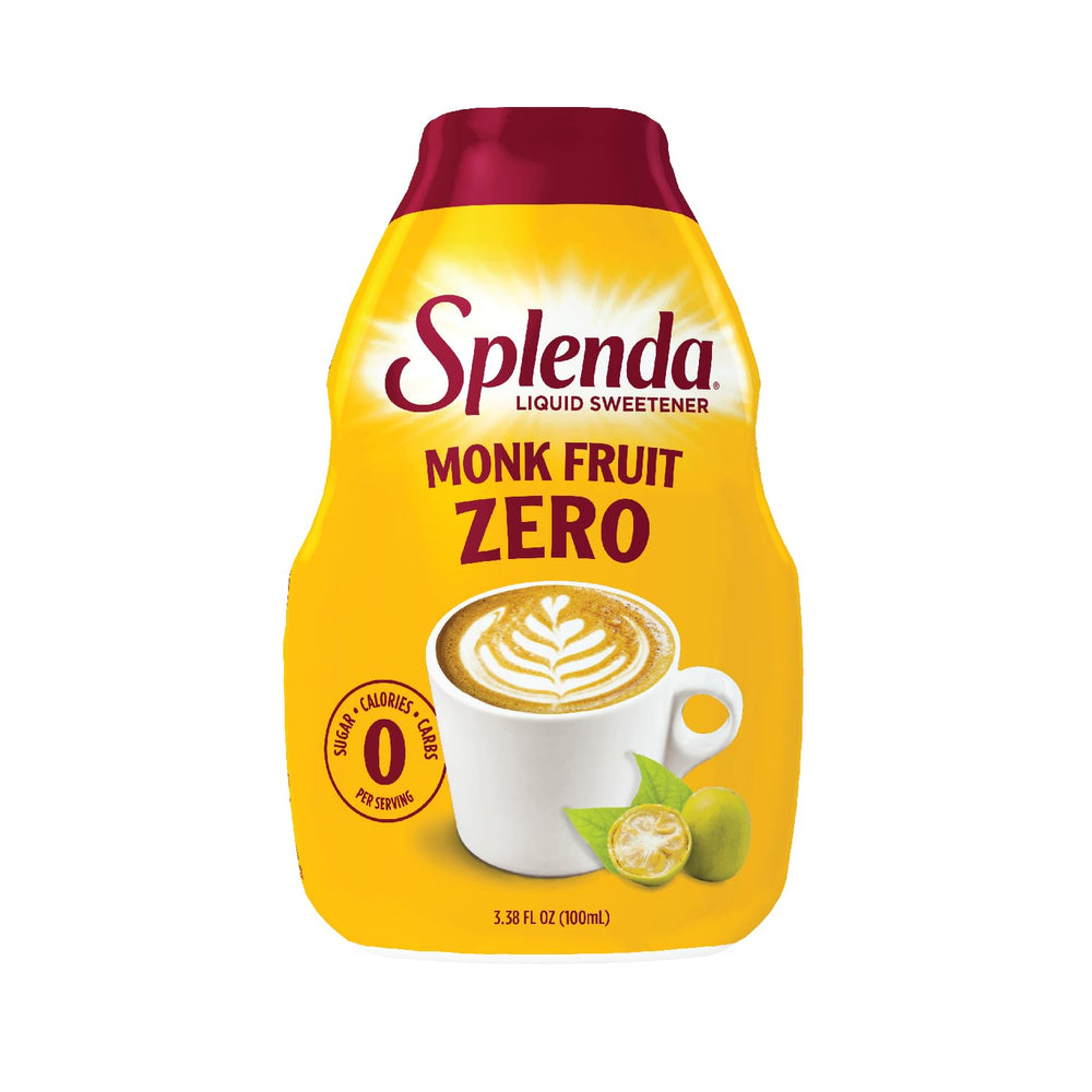 SPLENDA Monk Fruit Liquid Drops bottle offering portable sweetness for on-the-go use.