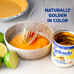 Creamy SPLENDA condensed milk used as a pie topping option.