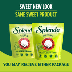 SPLENDA Stevia zero calorie with measuring spoon for precise cooking.