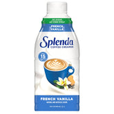 SPLENDA Sugar Free French Vanilla creamer bottle on a shelf, gluten-free option.
