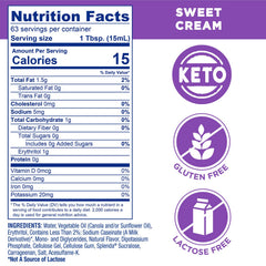 Close-up of SPLENDA Sugar Free Sweet Creamer label showing gluten-free and lactose-free formula.