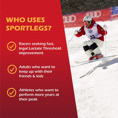 SPORTLEGS label detail showing vegan formula and NSF certification for sport