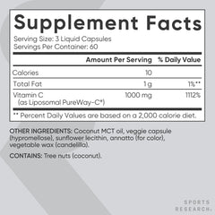Sports Research Ascorbic acid liposome close-up illustrating advanced delivery system.
