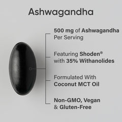 Sports Research Ashwagandha softgels capsules close-up highlighting Shoden extract.