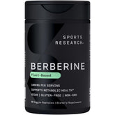 Sports Research Berberine bottle front showing plant-based metabolic support for daily wellness.