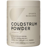 Sports Research Bovine Colostrum Powder bottle ready for easy mixing to support daily wellness.
